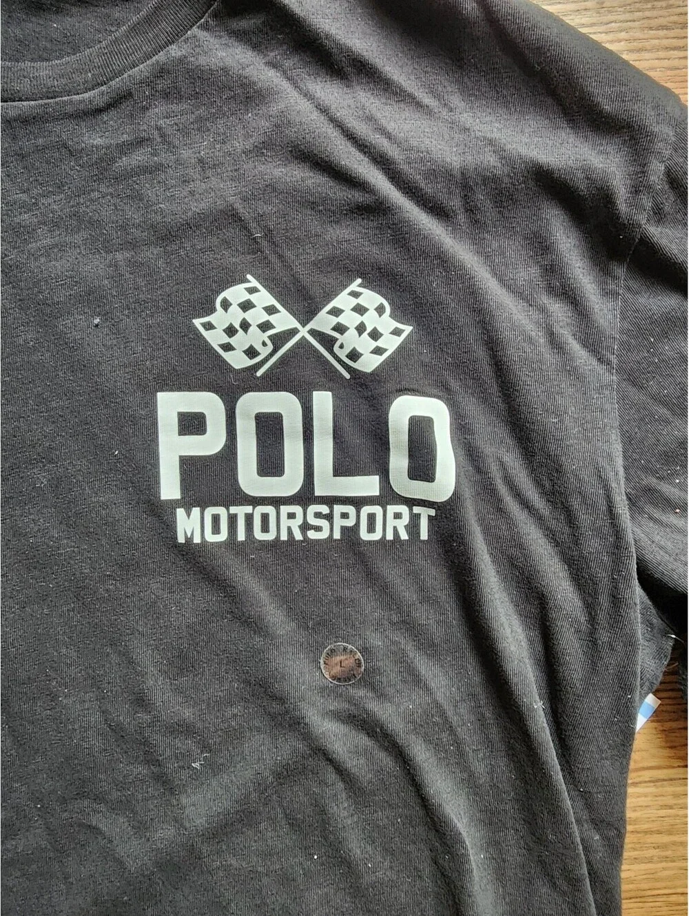 Size L - New Men's POLO Ralph Lauren Motosport Classic-Fit Slub Black Jersey